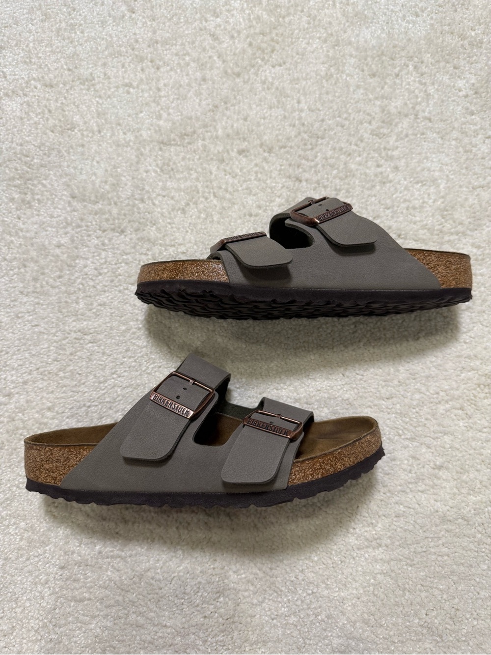 Birkenstock Women’s Two-Strap Sandals in Gray with Brown Footbed - Picture 9 of 14